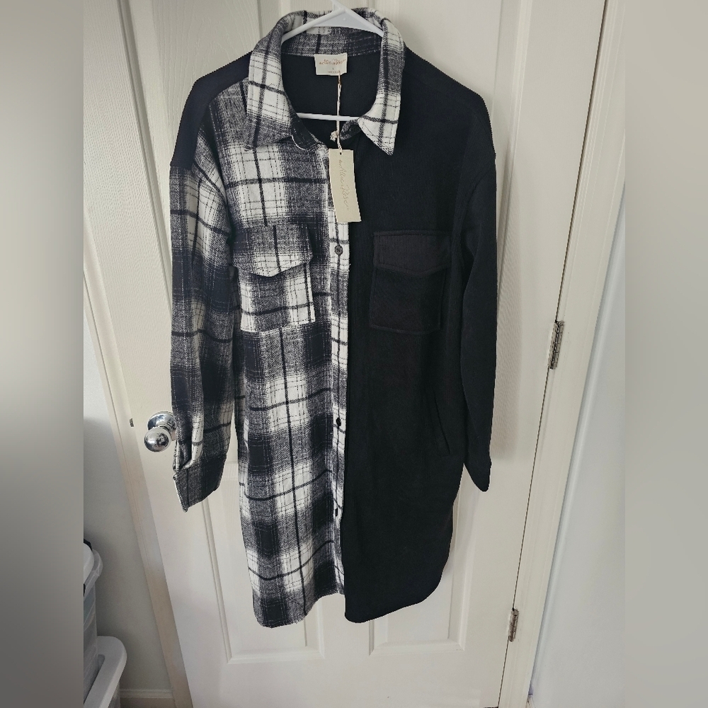 Boutique Brand NWT Corduroy And Plaid Shacket Dress
